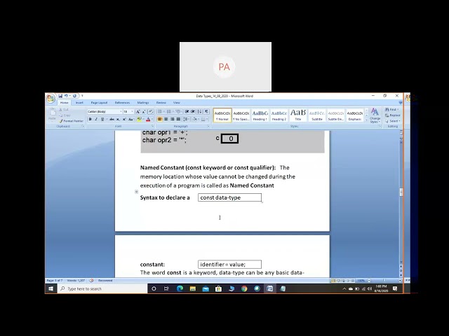 C   Language Data Types Day 2 Part 1