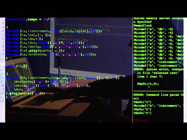 d0kt0r0 at algorave 22 Feb 2014 (vector game art festival)