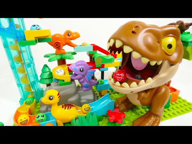 Satisfying Building Block coaster ☆ Marble Run ASMR Big Dinosaur and marble launcher course