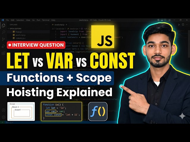 JavaScript Functions & Variable Scope Tutorial 🔥 | let vs var vs const Explained | Sudhir Sir