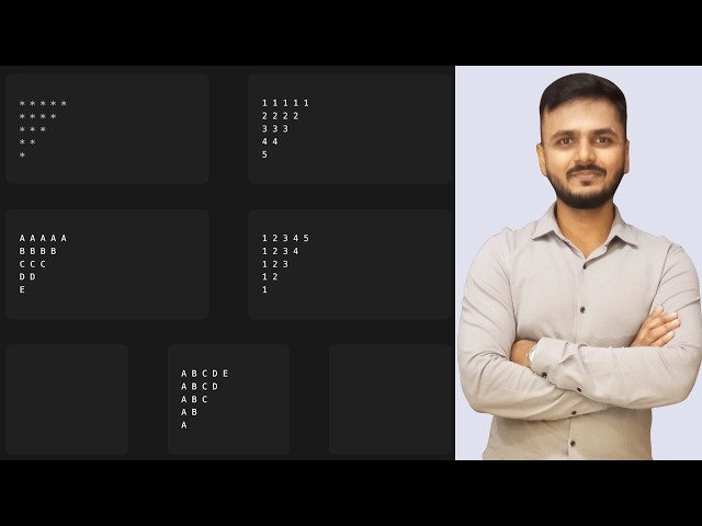 5 Java Pattern Programs: Mastering Nested Loops (Left Aligned Inverted Right-Angled Triangle)