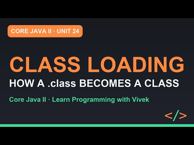 Core Java II: Class Loading: How a .class Becomes a Class | Unit 24