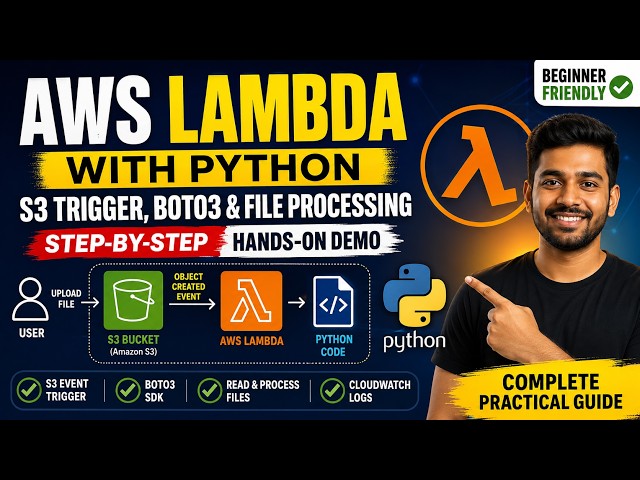 AWS Lambda with Python for Beginners | S3 Trigger, Boto3 & File Processing Step-by-Step | Hands-On