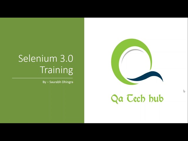 QA Tech Hub - Selenium 3.0 Training - Demo session