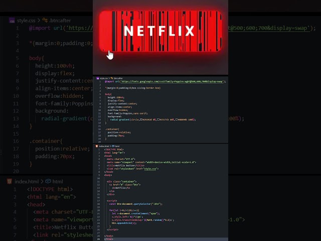 Netflix Glitch Button Effect 🔥 | HTML CSS  #javascript #frontend #htmlcssjavascript #frontenddev