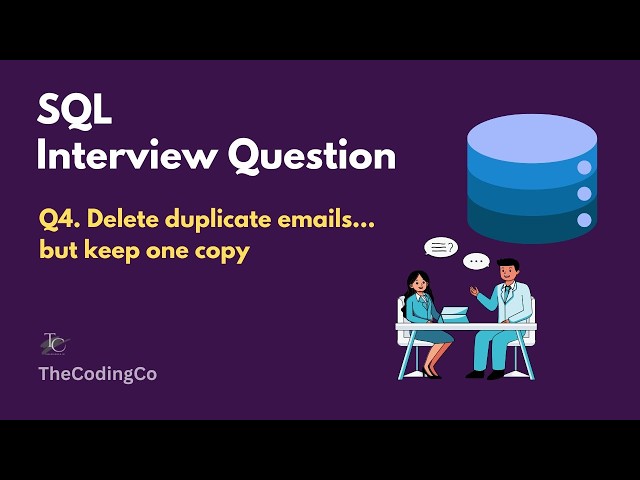 Delete Duplicate Emails but Keep One Copy | SQL Interview Question (Safe Method) | Q4