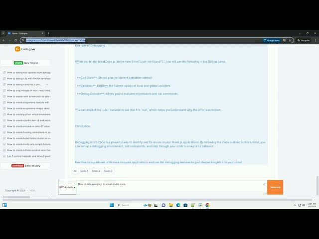 how to debug node js in visual studio code