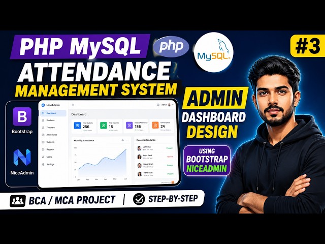 Designing the Perfect Admin UI using Bootstrap NiceAdmin | PHP MySQL Attendance Management System #3