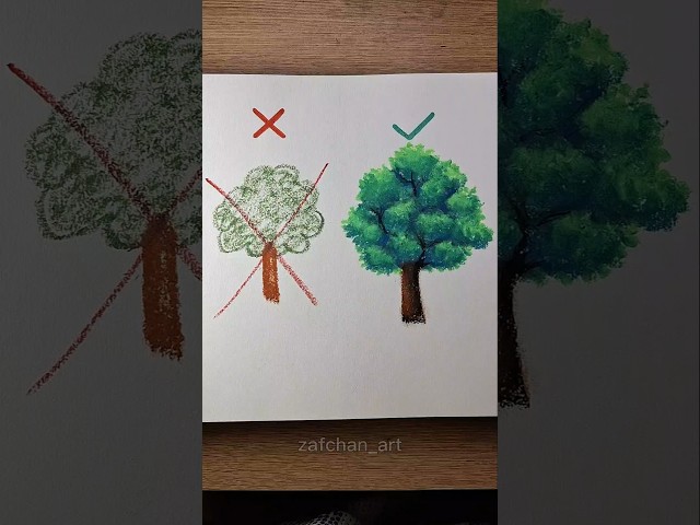 How to draw a tree 🌳✨️ #drawing #tutorial #oilpastel #howtodraw #art #shorts