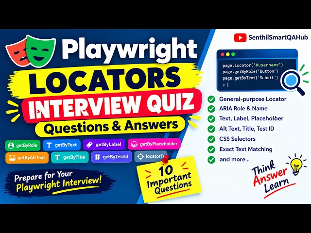 Playwright Interview Quiz #3 | Locators Quiz | Interview Q&A & MCQs | Playwright Tamil