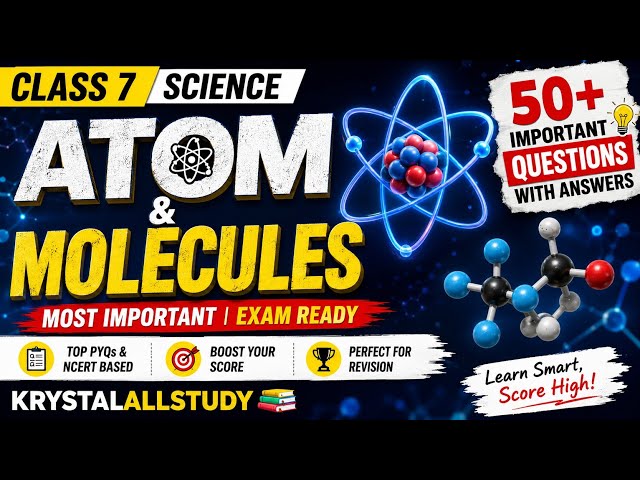 Class 7 Atoms and Molecules | CBSE Science Chapter Notes, MCQs, Worksheet & Quiz | Krystal All Study