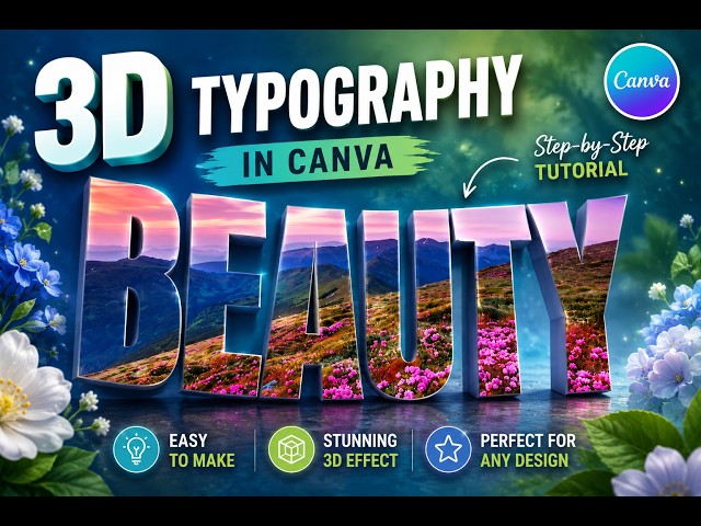 ✨ 3D Typography Effect in Canva | Easy Canva Tutorial for Beginners
