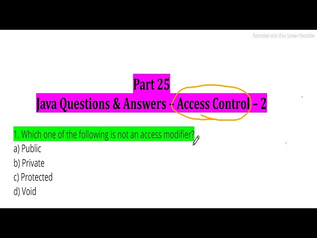 #25 Access Control  Java Language  MCQ  for Interview Placement & Exam Part 2