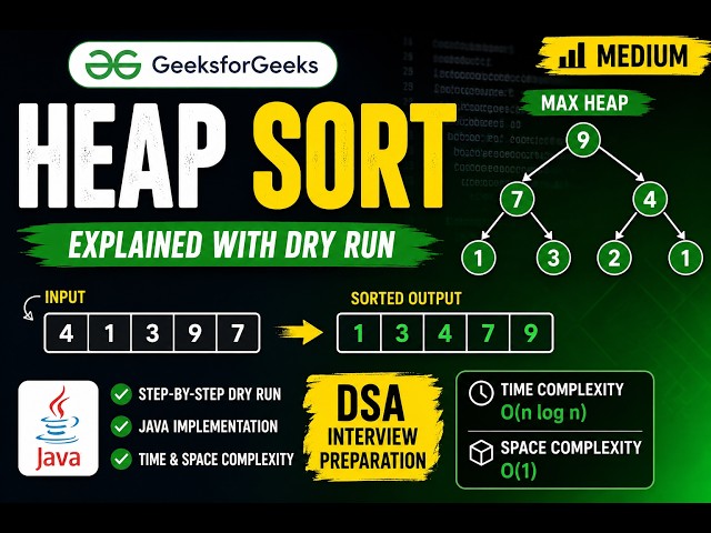 Heap Sort in Java | GeeksforGeeks Solution with Dry Run