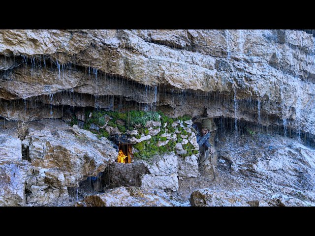 Caught in Heavy Rain & Thunderstorm — Building a Bushcraft Survival Shelter with a Fireplace