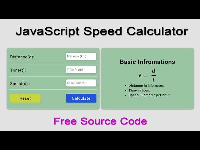 JavaScript Projects For Beginners With Source Code | Speed Calculator | Simple JS project