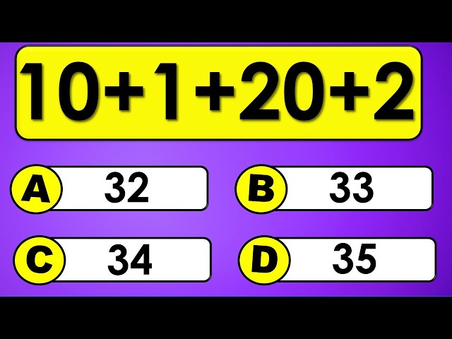 20 Simple Math Questions | Addition Quiz