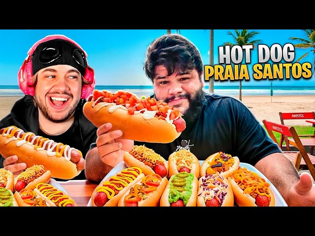 PROVANDO HOT DOGS GIGANTES NA PRAIA DE SANTOS! - React Thiago Quatroque