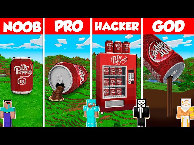 Dr Pepper Build Battle Challenge - Noob vs Pro vs Hacker vs God - Minecraft Animation
