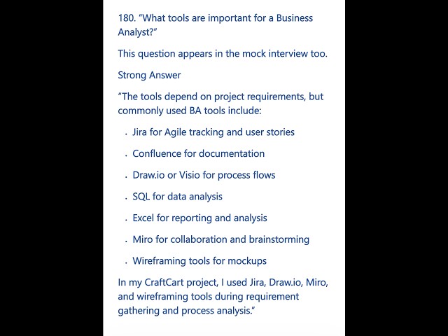 What Tools Are Important for a Business Analyst? | {BA INTERVIEW 180}
