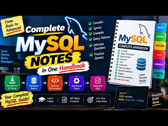 Complete MySQL Notes in One Handbook | Basic to Advanced MySQL | SQL Queries & Concepts