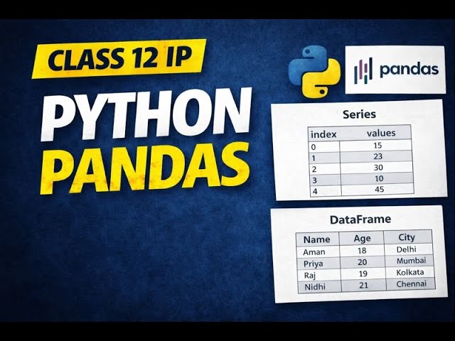 Pandas Series & DataFrame Explained in Hindi | Class 12 IP | Full Concept + Examples