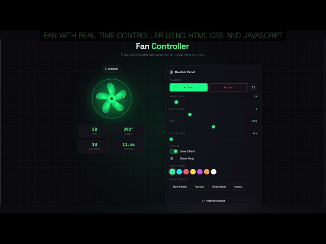 Fan With Real Time Controller using HTML CSS and JavaScript #ai #coding #html #css #javascript