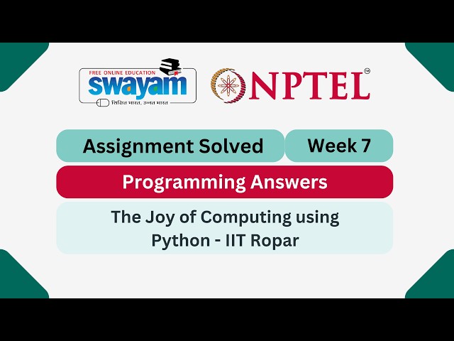 The Joy of Computing using Python Week 7 | Programming Answers || #nptel #nptel2026 #myswayam