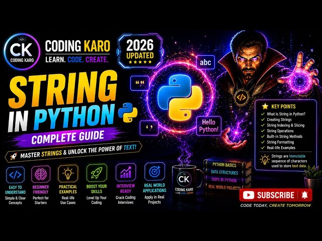 Strings in Python Explained 🚀 | Complete Python String Tutorial for Beginners | #CodingKaro
