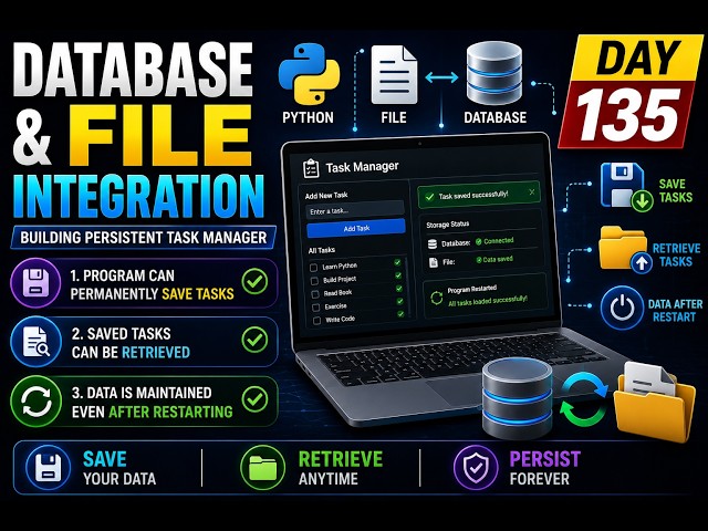 Database & File Integration in Python | Save, Retrieve & Persist Data Permanently | Day 135