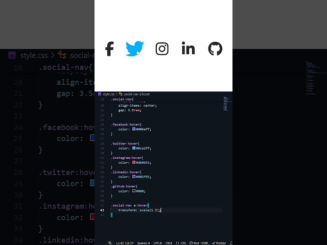 Hover Effect for Social Icons using Only HTML & CSS! 💻🔥