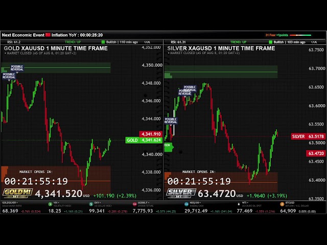 🟡GOLD + ⚪SILVER  LIVE 1Minute Time Frame  ( XAU XAG )