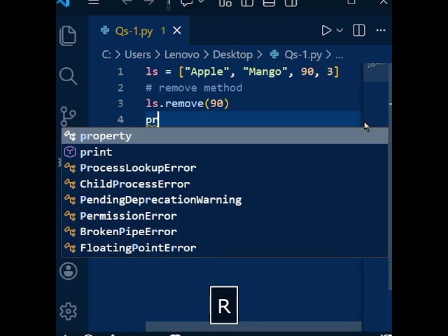 remove method in python #shorts #python #pythontricks.