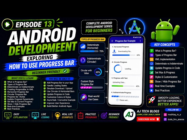 🚀 Episode 13: Android Development – How to use Progress Bar | Explained for Beginners