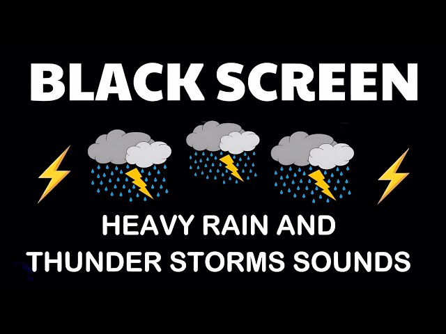 HEAVY RAIN SOUNDS FOR SLEEP BLACK SCREEN - RELAX, STUDY, INSOMNIA RELIEF
