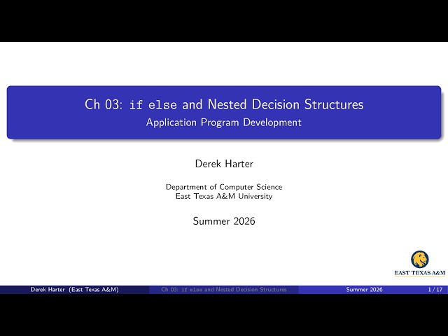 Ch 03 (secs 1-4): if else Nested Decision Structures