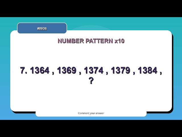 Number Pattern Challenge #0936 | 10 Number Pattern Practice Questions