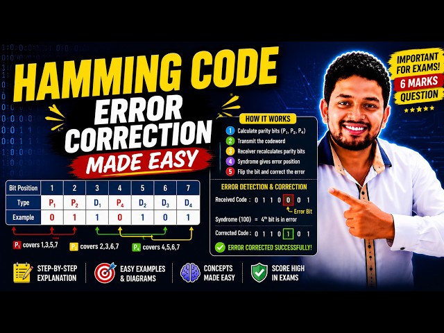 2.4 Hamming Code Explained | Error Correction Code | Computer Networks | With Notes | English