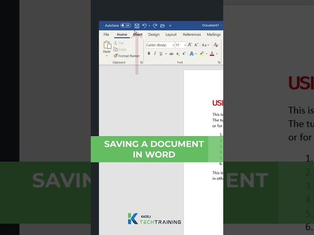 Saving a Document in Word  #microsoftoffice #tutorial #kacelitutorials