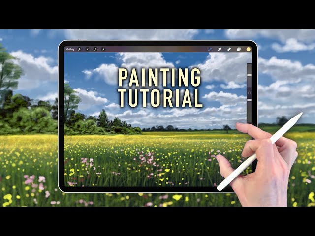 IPAD PAINTING TUTORIAL - Spring fields Landscape in Procreate