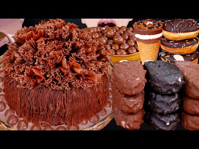 ASMR CHOCOLATE CAKE MALTESERS KITKAT ICE CREAM NUTELLA DESSERT MUKBANG 초콜릿 먹방チョコレート 咀嚼音EATING SOUNDS