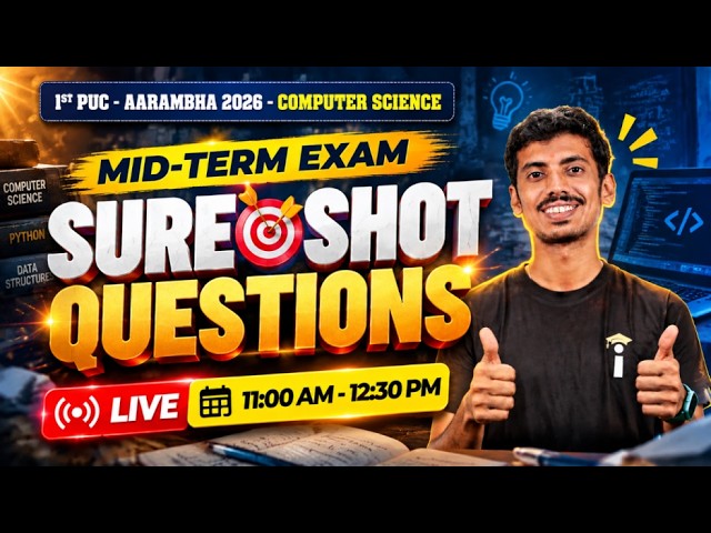 1st PUC Computer Science |  Sure Shot Questions Midterm Exam | Karnataka Board