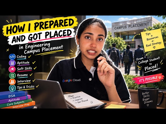 How I Prepared & Got Placed in Engineering Campus Placements 🎓💻| Complete tips with resources |