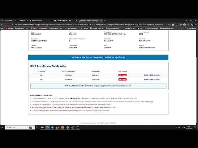TELA DETRAN PARANÁ COM PAINEL ADMIN + API PRÓPRIA