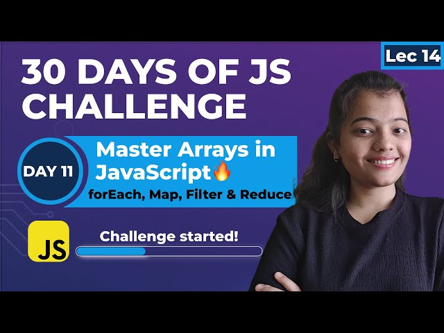 Master Arrays in JavaScript🔥| forEach, Map, Filter & Reduce Explained | Day 11-30 Days JS Challenge