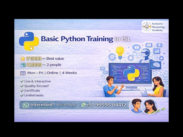 Basic Python Training in ISL | 4 Weeks Live Course for Deaf | Limited Seats