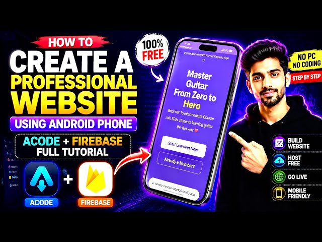How To Create a Professional Website Using Android Phone | Acode + Firebase Full Tutorial