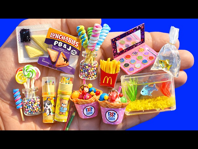 19 DIY Miniature Crafts, Aquarium, Mini Lunchables, Dollhouse Miniature, Mini Doll Food, Doll Makeup