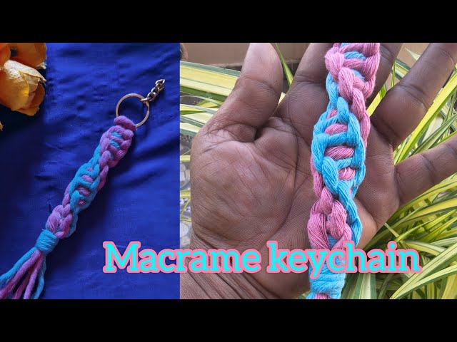 Diy Macrame Spiral keychain tutorial 🧬DNA pattern | Easy steps for beginners #macramekeychain #diy 