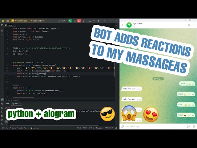 Creating an  AutoREACTION Telegram BOT with Aiogram 3 in PYTHON